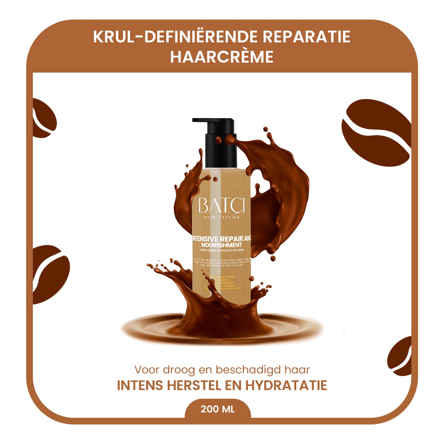 Crème capillaire thermique antistatique au café pour cheveux secs 200 ml