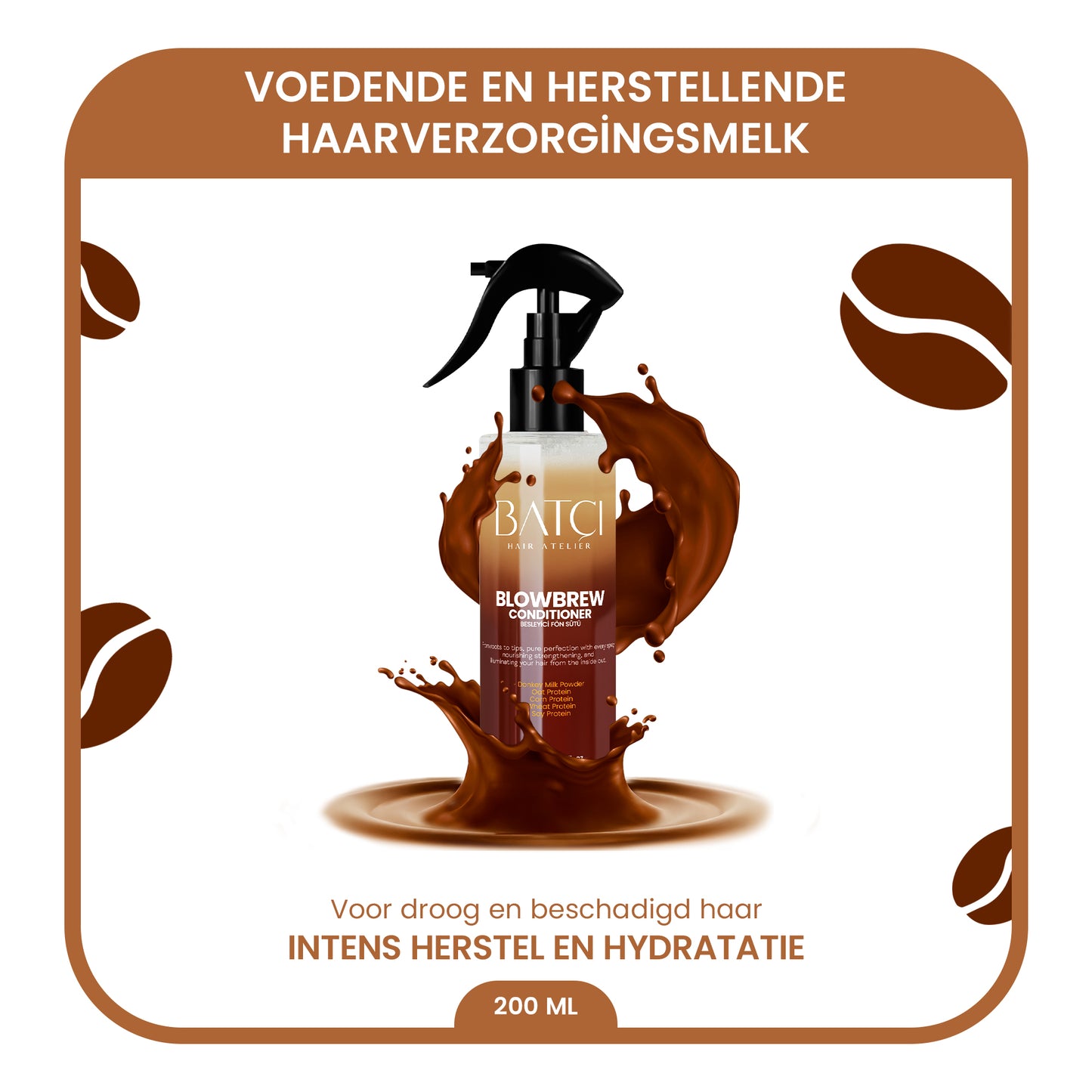 Lait de brushing biphasé au café 200 ml - Effet nourrissant et protecteur