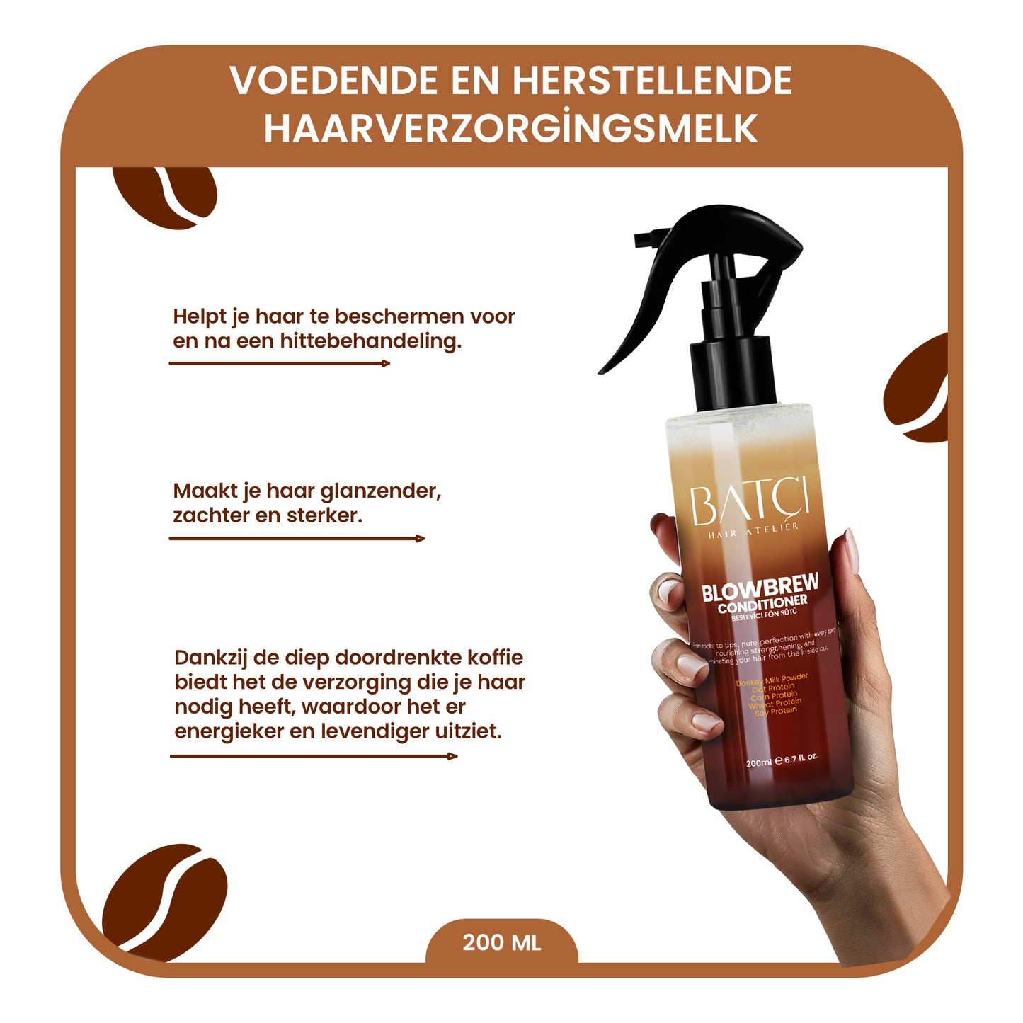 Lait de brushing biphasé au café 200 ml - Effet nourrissant et protecteur