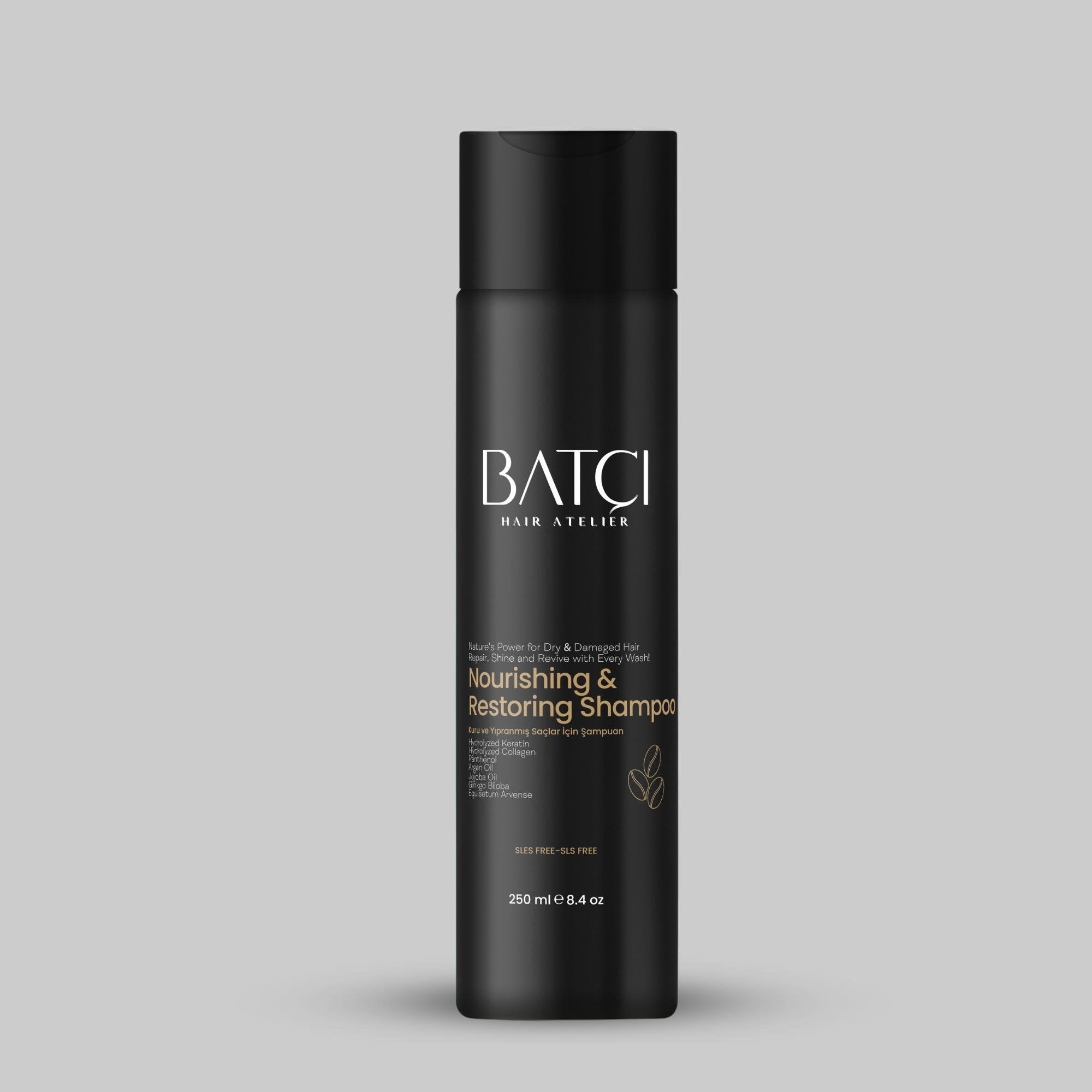 Nourishing &amp; Restoring Shampoo for Dry and Damaged Hair with Coffee Extract – Keratin &amp; Collagen Formula – 250 ML